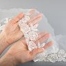 Кружево вышивка на сетке    белый молочный  12 см  