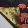 Ткань шерсть, вискоза, ацетат, купон 140 см, принт маки, Valentino   черный с красным  