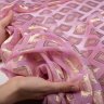 Ткань 100% шёлк шифон, принтованный, полупрозрачный   жизнерадостный розовый  